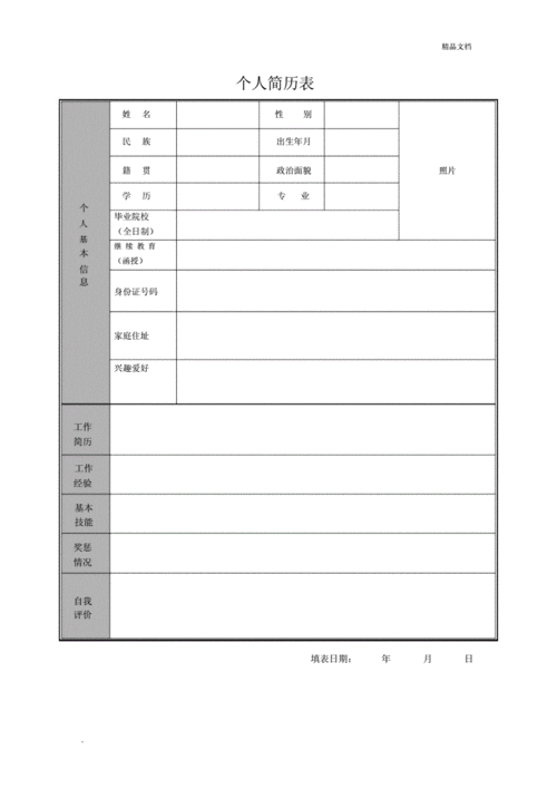 简历模板表格(个人简历表格 word)